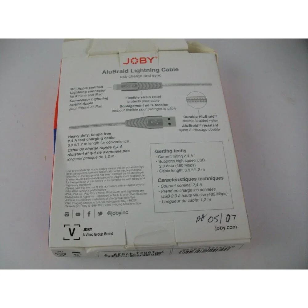 Brand New Joby Basics Gray 3.9ft USB to Cable